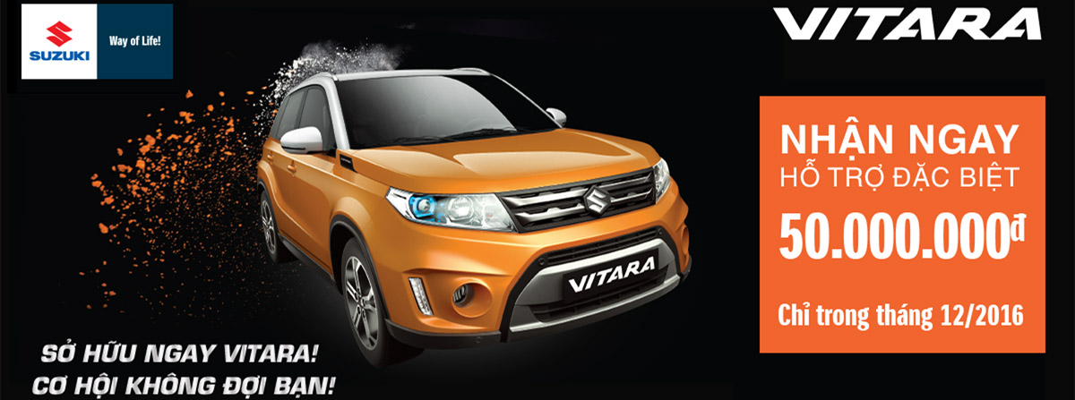 Mua xe Suzuki giảm ngay 50 triệu áp dụng đến hết 31/12/2016 - chuong trinh giam gia 50 trieu xe suzuki vitara