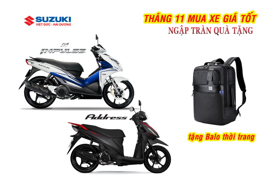Mua xe tay ga Suzuki tặng Balo thời trang. Tặng VOUCHER 500K + 2 lần thay dầu miễn phí.