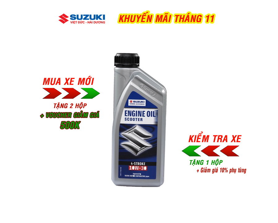 Quà tặng dầu máy, kiểm tra xe, voucher khi mua xe tại Suzuki Hải Dương